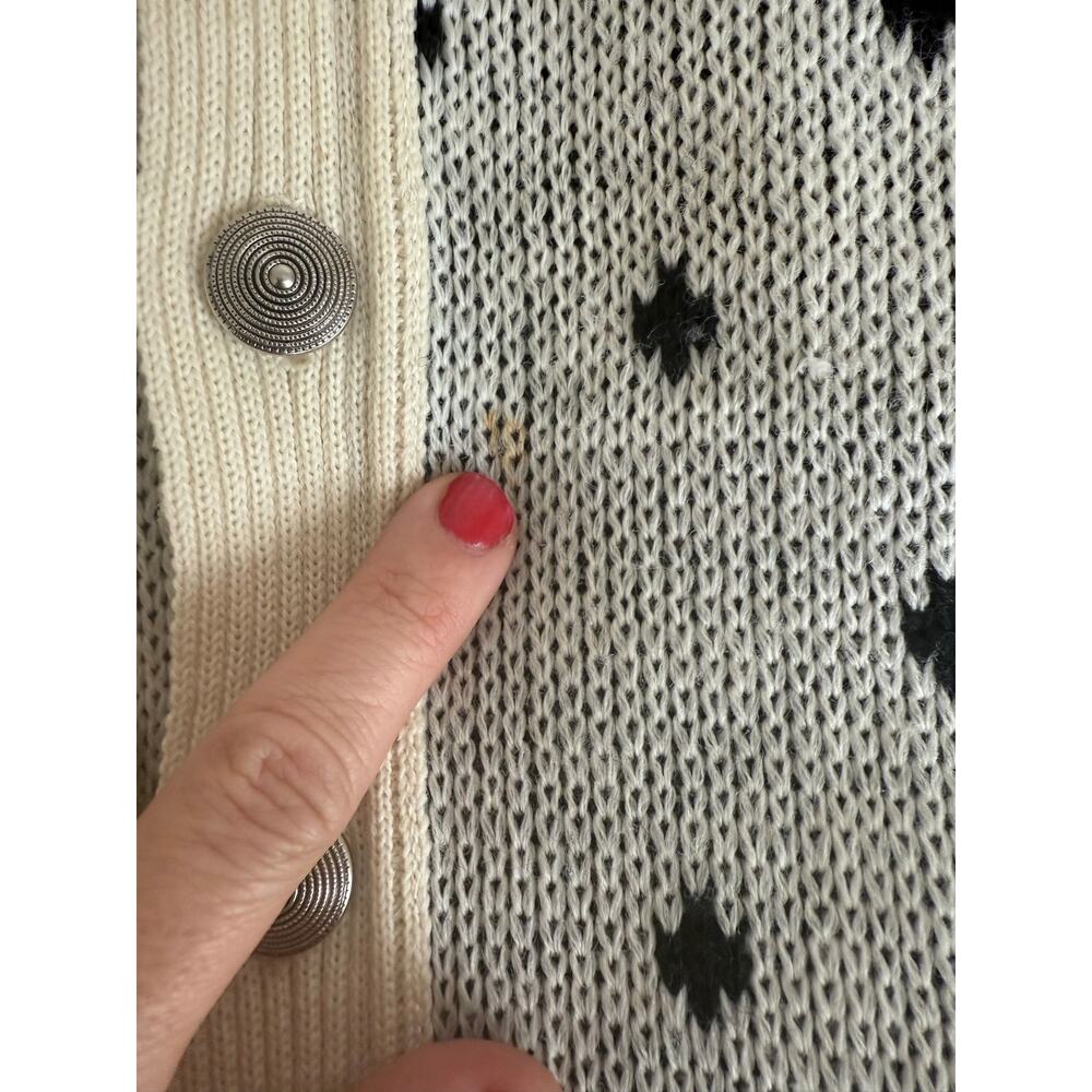Vintage Pendleton 100% Virgin Wool Nordic Cardigan Sweater XL USA Black Ivory - Picture 6 of 11